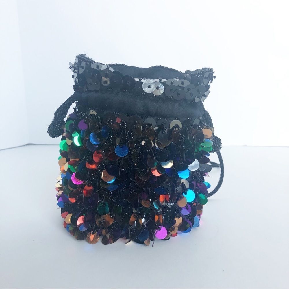 Amanda Smith Drawstring Sequined Evening Bag - image 2